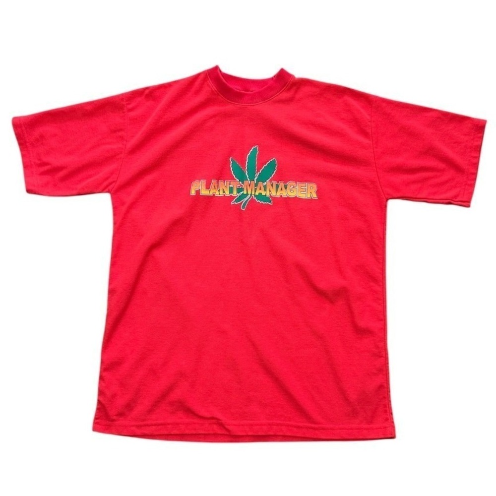 Vintage 90s Plant Manager Weed Leaf Marijuana Stoner Graphic Jersey Knit T-Shirt